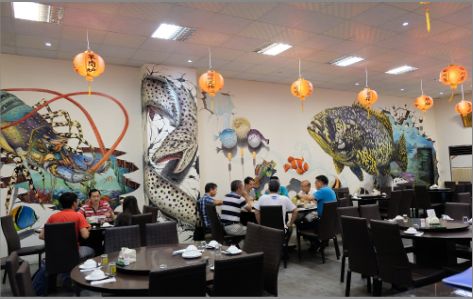 常宁海鲜餐厅墙体彩绘